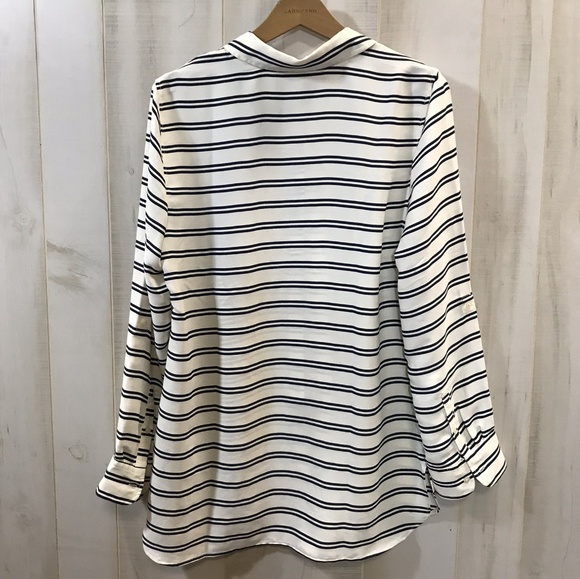Talbots Black and White Stripe Blouse Size Med - Picture 2 of 3